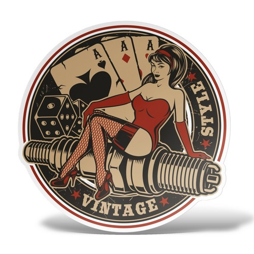 Sticker pin motorcyclist - pin-up,