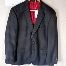 Magee Jacket Blazer Single Breasted Boating Mens 44 S 100% Wool Grey Pinstripe