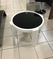 "Apollo" High Gloss White & Black Tempered Glass, Round Coffee End Side Table