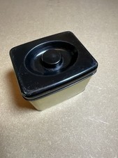Worcester Ware Vintage Square Tin Plain Cream And Black With Lid
