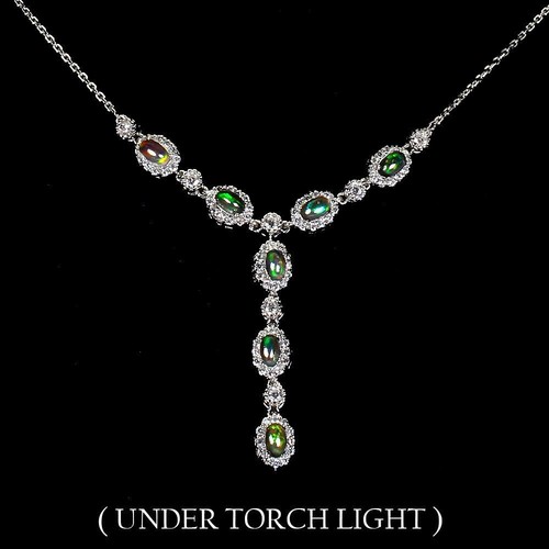 Silver necklace opal genuine - silver,