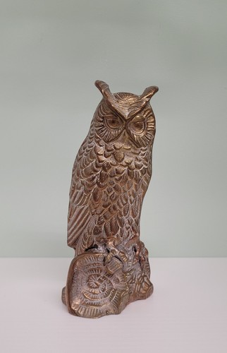 Vintage brass owl figurine - brass,