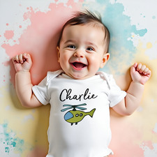 PERSONALISED helicopter babygrow boys clothing babygrow/vest baby shower gift