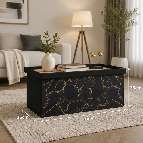 Black ottoman storage box with - black,