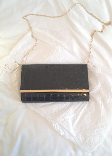 Black quiz clutch shoulder - clutch, bag