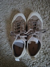 New TU Sparkly Beige & White Laceup Trainers Size 6 Immaculate