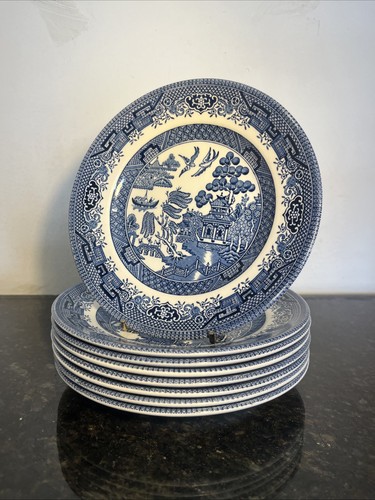 Blue willow side - side, plates