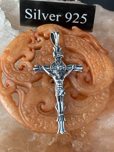 Solid silver large crucifix - silver,