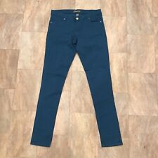 Primark Teal Skinny Fitted Jeans Coloured Denim Patterned Button Size 10