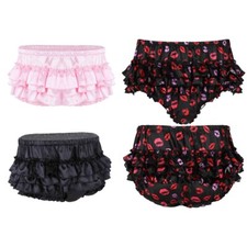 Mens Sissy Lingerie Satin Frilly Crossdress Bloomer Ruffled Skirted Underwear