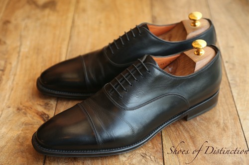 Santoni black leather oxford - leather,