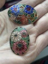 Vintage fish enamel - fish, flower