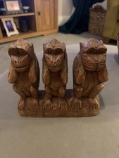 Wooden Hand Carved 3 Wise