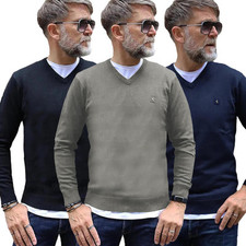 Gabicci Mens Knitted Jumper Long Sleeve V-Neck Knit Winter Warm Pullover Sweater