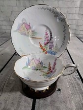 Vintage Royal Staffordshire  Hollyhock Scalloped Edge Cup & Saucer MCM- C. 1953