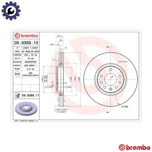 Brake disc 9369 11 - 2x,