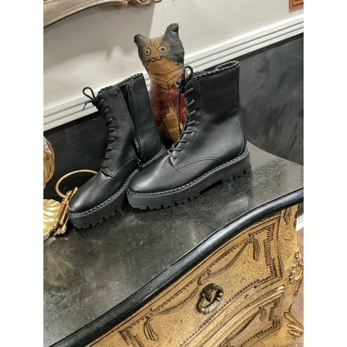 Aquatalia black leather combat - leather,