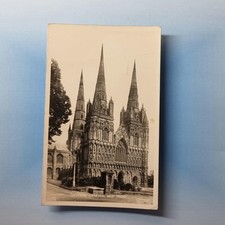 Lichfield Postcard C1930 Real Photo Staffordshire Cathedral West Front