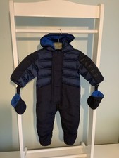 TED BAKER BABY BOYS 3-6 MONTHS FLEECE LINED PRAMSUIT SNOWSUIT, COMBINE POST