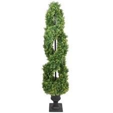 Northlight Real Touch™Cedar Double Spiral Topiary Tree in Pot- 4.5"