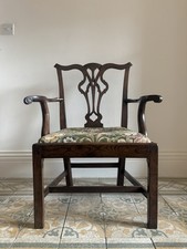 A Chippendale Style, George 111 Elm Elbow Chair with Drop-in Seat, C1800