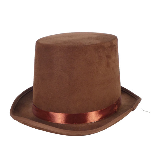 Brown tall top hat steampunk - top,