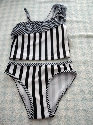 Blue and white striped tankini - blue,
