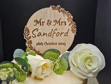Wedding Cake Topper - Personalised - Wooden design avalible in different colours