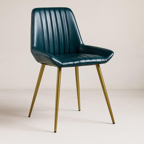 Teal blue leather dining chair - leather,
