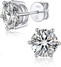 NEW MOMENTWISH 2-Carat Moissanite S925 Sterling Silver 6-Prong Earrings -Z03