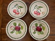 PORTMEIRION POMONA PEACH RED APPLE BOWLS  X 4 CEREAL PUDDING RIMMED 17cm NEW