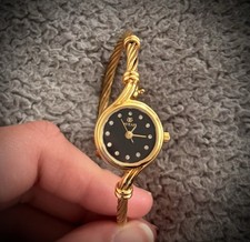 Vintage Titan Raga Women’s Bangle Watch Gold Tone Quartz