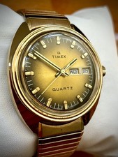 Vintage Timex Q Tiger Eye Day