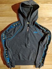 Fila 90's Vintage Sport Womens Hoodie Tracksuit Top Jacket Hooded Gray