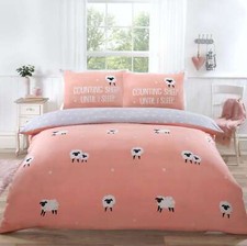 Dotty Sheep Bedding Set Reversible Duvet Cover Navy Duck Egg Blush Pink