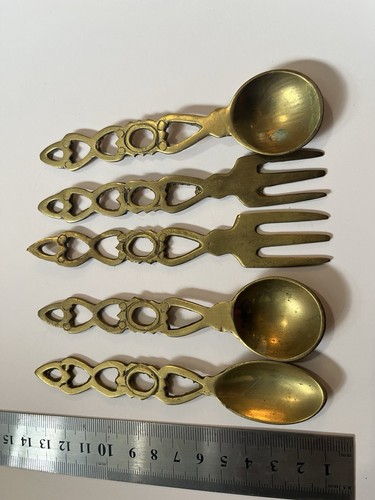 Vintage brass love heart - vintage, fork