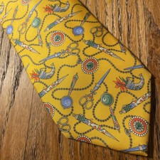 Vintage EUC Leonard Paris Silk Tie Baroque Theme Designer Necktie Made In Italy