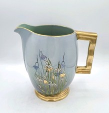 Pale Blue Carlton Ware 20 cm. Jug Snowdrop Flowers Hand Painted and Decorated