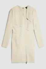 Karen Millen Figure Form Bandage Knit Zip Detail Power Shoulder Mini dress SizeS