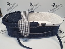 Silver Cross Vintage Carrycot With Mattress And Apron Navy Blue From Late 1990s