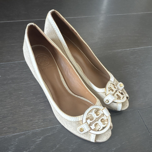 Tory burch beige suede wedge - tory,
