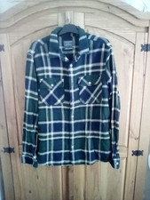 Primark Mens Winter Weight Cotton green Check Shirt M relaxed fit