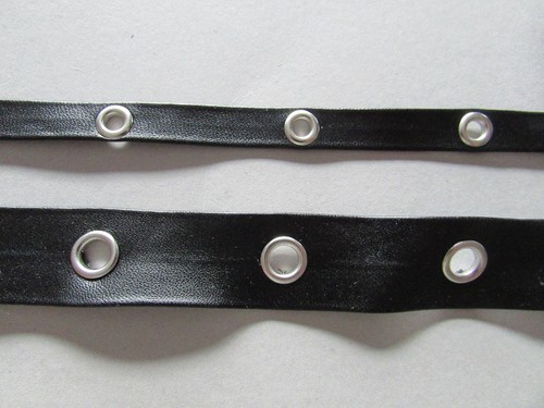 Black pleather eyelet trim - pleather,