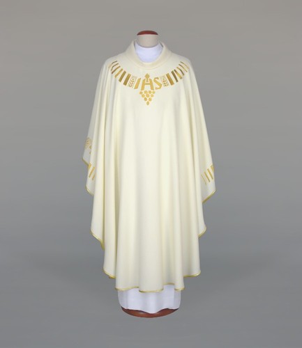 Chasuble ecru embroidered - chasuble, ecru,
