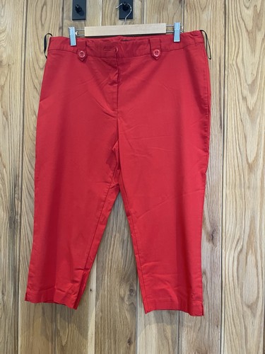 Ladies red capri trousers - trousers, size
