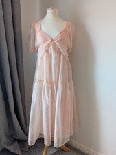 Free people women's size 14 pink chiffon lined rara tiered backless BNWT 