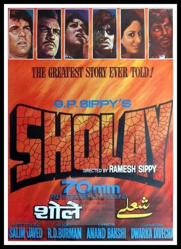 Sholay vintage movie poster - movie, a3