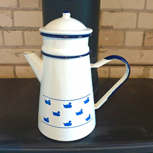 White blue enamel - &,