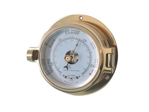 Brass barometer clock tide - barometer,, clock,