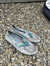 Sperry Top-Sider Grey Teal Leather Deck Boat Shoes 9M 0271726 UK 8